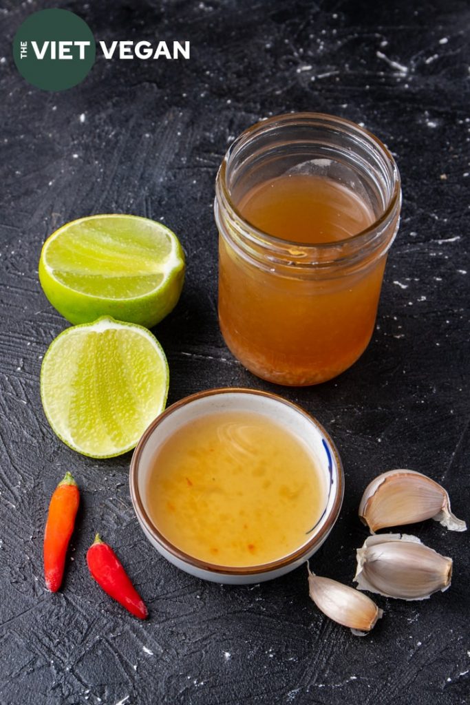 ingredients for vegan fish sauce based nuoc cham