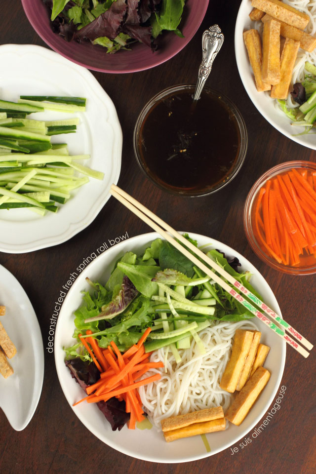 Vietnamese Deconstructed Fresh Spring Roll Bowl - Light lunch with tons of fresh flavour | Je suis alimentageuse | #vegan #vietnamese #noodle