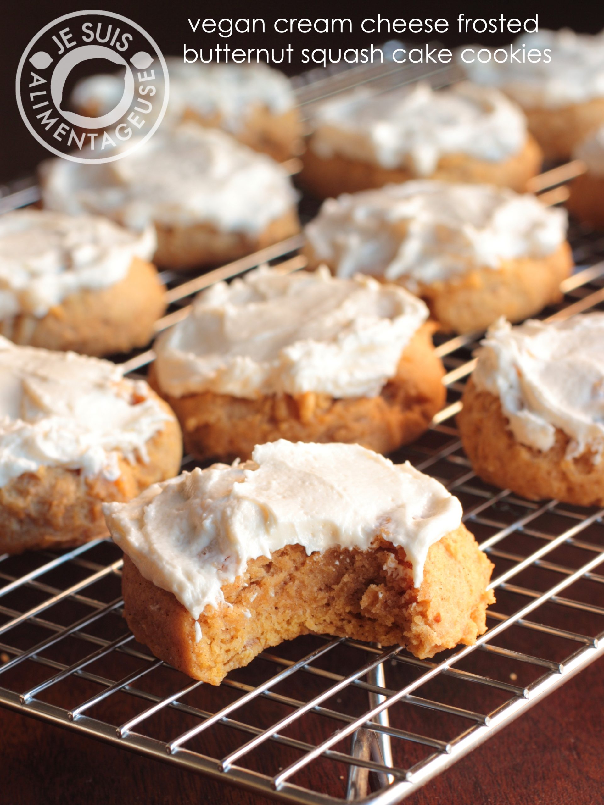 Vegan Cream Cheese Frosted Butternut Squash Cake Cookies