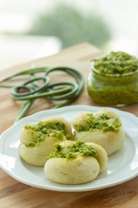 Vegan Garlic Scape Pesto Knots