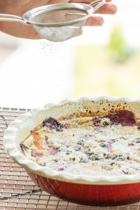 Vegan Golden Plum and Blueberry Clafoutis | The Viet Vegan | A warm, vanilla custardy hug that embraces summer golden plums and blueberries