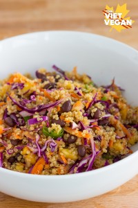 Vegan Rainbow Peach Quinoa Salad | The Viet Vegan | A light and flavourful lunch that's great on the go!