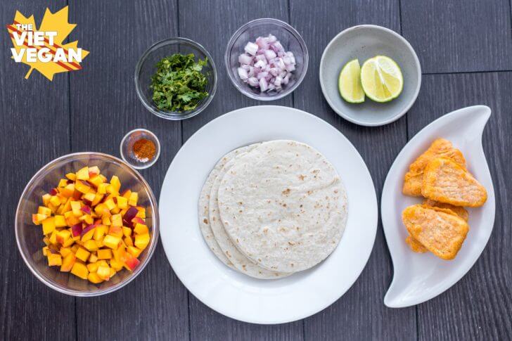Vegan Fish Tacos with Peach Salsa | The Viet Vegan 