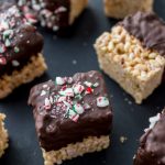 Vegan Peppermint Rice Crispy Squares Dipped In Chocolate
