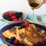 Vegan French toast with maple syrup drizzle