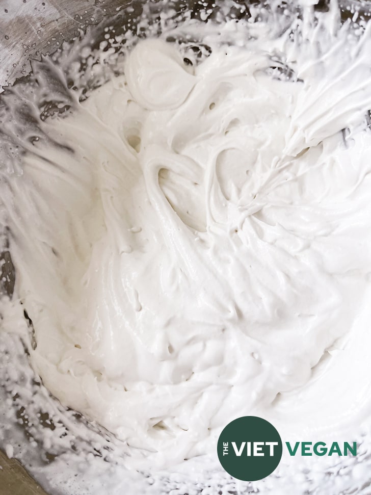 vegan whipped cream at stiff peak