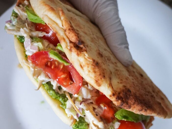 tunacado sandwich in naan bread