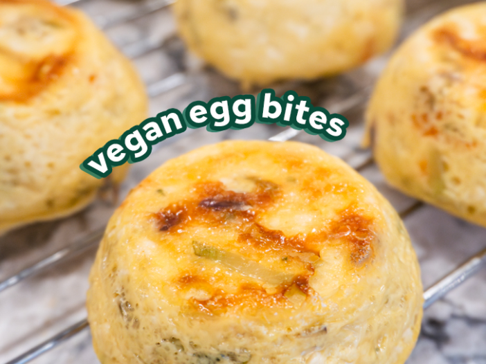 Vegan Egg Bites cooling on a wire rack